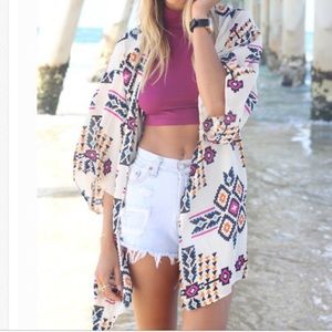 Aztec print kimono tribal  juniors XL